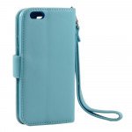 Wholesale iPhone 6 4.7 Folio Flip Leather Wallet Case with Strap (Blue)
